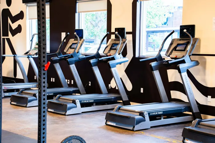 fitness center with treadmills