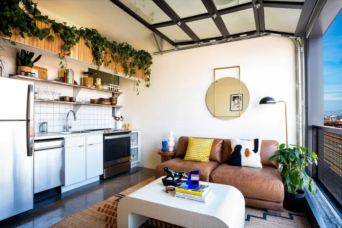 kitchen and living room