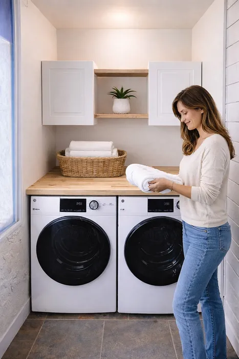 Lady doing laundry