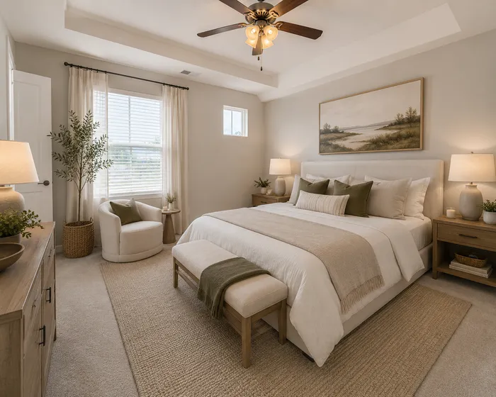 virtual staged primary bedroom