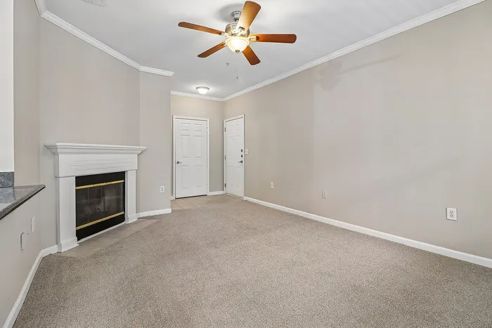 open living room concept with fireplace