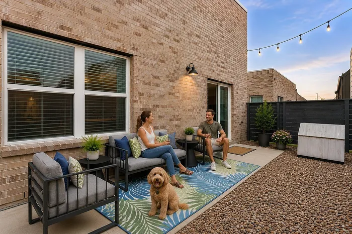 people hanging out on backyard