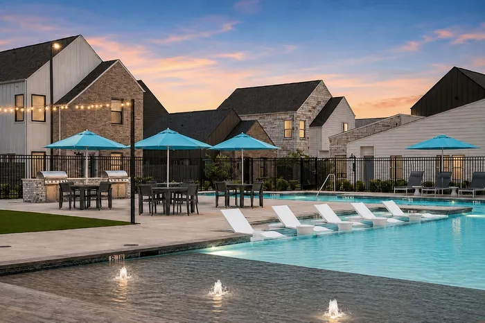 nighttime view of pool