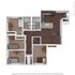 Modern 3D floor plan showcasing a spacious two-bedroom apartment with two bathrooms, open-concept kitchen, and inviting living area.