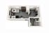 Modern 3D floor plan showcasing a cozy bedroom, compact kitchen area, and stylish bathroom.