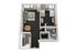 Modern 2D floor plan showcasing a cozy two-bedroom layout with open living and dining area, compact kitchen, and sleek bathroom design.