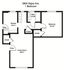 Charming 1-bedroom floor plan at 2805 Digby Ave featuring a spacious living room, functional kitchen, and cozy bath with ample closet space.
