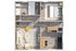 Chic 2D floor plan showcasing 1 bedroom apartment with cozy living area, modern kitchen, and elegant bathroom.