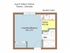 Charming studio apartment floor plan at 2535 E Asbury Avenue, Denver, Colorado, showcasing a cozy living room/bedroom, compact kitchen, and modern bath.