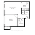 Chic 1-bedroom floor plan featuring a spacious living/dining area, modern kitchen, and ample closet space, offering comfort and style.
