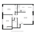 Chic floor plan showcasing 2 cozy bedrooms, modern kitchen with dining area, and inviting living space.