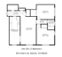 Modern floor plan of Unit 301 showcasing 2 spacious bedrooms, open living room, and functional kitchen/dining area at 815 Cherry St, Denver.