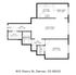 Inviting floor plan at 815 Cherry St, Denver, featuring a spacious bedroom, open living room, and modern kitchen with dining area.