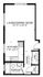 Modern 2D floor plan showcasing a spacious living/dining area, efficient kitchen, and cozy bathroom layout.