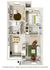 Modern 3D floor plan showcasing two spacious bedrooms, stylish living room, elegant dining area, and a fully-equipped kitchen.