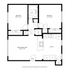 Chic 2D floor plan showcasing 2 spacious bedrooms, a modern kitchen, and an open living/dining area, perfect for stylish living.