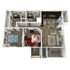 Modern 3D floor plan showcasing 2 bedrooms, stylish open living and dining area, contemporary kitchen, and spacious balcony, perfect for comfortable living.
