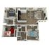 Modern 3D floor plan featuring three spacious bedrooms, a stylish open-concept living and dining area, and a sleek kitchen design.