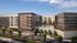 Elegant apartment complex featuring modern architecture with spacious balconies, lush landscaping, and a scenic outdoor pool area.