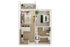 Floor plan of a modern 1-bedroom apartment with open living space and balcony