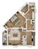 Modern 2D floor plan featuring one spacious bedroom, an integrated living and kitchen area, and a stylish bathroom.