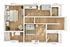 3D floor plan of a modern apartment featuring two bedrooms, two bathrooms, and a walk-in closet.