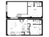 Stylish duplex floor plan featuring two bedrooms, two bathrooms, a modern kitchen, and a spacious living area.