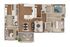 Modern 3D floor plan illustrating a luxurious apartment with three bedrooms, a large open living and dining area, contemporary kitchen, and private balcony.