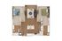 Modern 2D floor plan showcasing 2 bedrooms, open-concept living and dining area, and stylish kitchen.