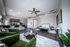 Modern studio apartment featuring an open layout with sleek kitchen, cozy bedroom area, stylish decor, and natural light.