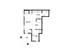 Modern floor plan showcasing an open-concept living room, spacious kitchen, cozy studio, stylish bathroom, and inviting patio.