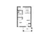 Modern studio apartment floor plan with open kitchen, living room, and a cozy deck.