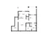 Modern floor plan showcasing a spacious one-bedroom apartment, featuring an open-concept kitchen and living room, ample storage, and elegant bathroom facilities.
