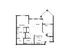 Modern floor plan showcasing 2 bedrooms, a spacious living area, and a well-designed kitchen.
