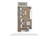 Modern apartment floor plan showcasing an open-concept living and dining area, cozy bedroom, sleek kitchen, and bathroom. Includes a charming balcony, perfect for relaxation.