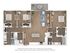 Elegant floor plan featuring 3 bedrooms, a stylish open-concept living and dining area, modern kitchen, and two spacious bathrooms.