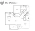Elegant floor plan of The Duchess featuring two bedrooms, spacious living area, and modern kitchen with attached terrace.