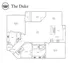 The Duke floor plan with 2 bedrooms, 2 baths, open living area, dining, kitchen, and terrace.