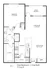 Charming 1-bedroom apartment floor plan with a cozy living room, modern kitchen, and inviting patio balcony.