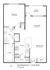 Modern 2D floor plan featuring a spacious bedroom, open-concept living and dining areas, and a stylish kitchen with utility space. Includes a patio, bathroom, and a convenient desk nook for efficient living.