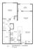 Modern floor plan showcasing 1 bedroom, open living room with patio access, cozy dining area, and well-equipped kitchen.