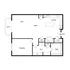 Modern 2D floor plan featuring a spacious 1-bedroom apartment with open-concept living and dining area, sleek kitchen, inviting patio, and ample storage options including a walk-in closet.