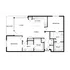 Spacious floor plan with two bedrooms, two baths, open-concept living and dining area, modern kitchen, and private balcony.