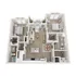 Elegant 2D floor plan layout featuring two bedrooms, open living-dining area, and modern kitchen.