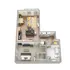 Charming floor plan showcasing a cozy 2-bedroom apartment with an open kitchen, inviting living area, and modern bathroom. Perfect for a stylish urban lifestyle.