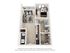3D floor plan of a one-bedroom apartment with a stylish living area, modern kitchen, and cozy bedroom.