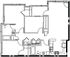 Chic floor plan with 3 bedrooms, expansive living room, and modern kitchen layout.