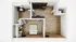 Modern 1-bedroom apartment floor plan with open-concept kitchen, sleek cabinetry, and spacious living area.