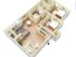 Bright, open 3D floor plan showcasing a modern apartment with two spacious bedrooms, a cozy living area, and a sleek kitchen.