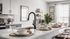 Modern kitchen with elegant counter seating and a bright, inviting atmosphere.